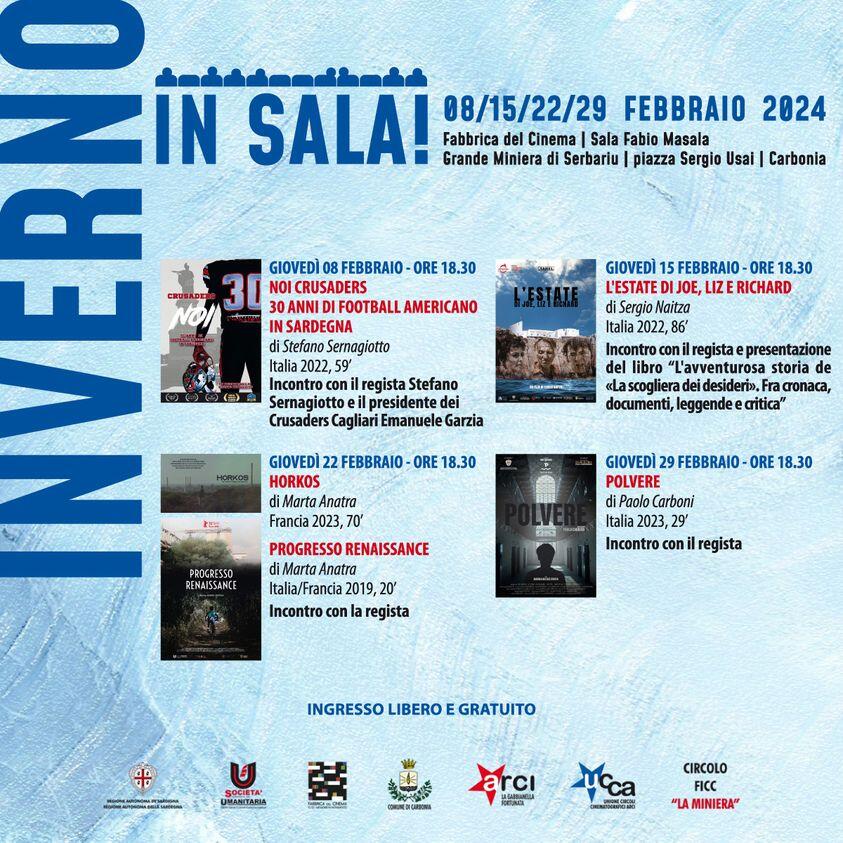 Locandina Cinema Inverno in sala alla Grande Miniera di Serbariu