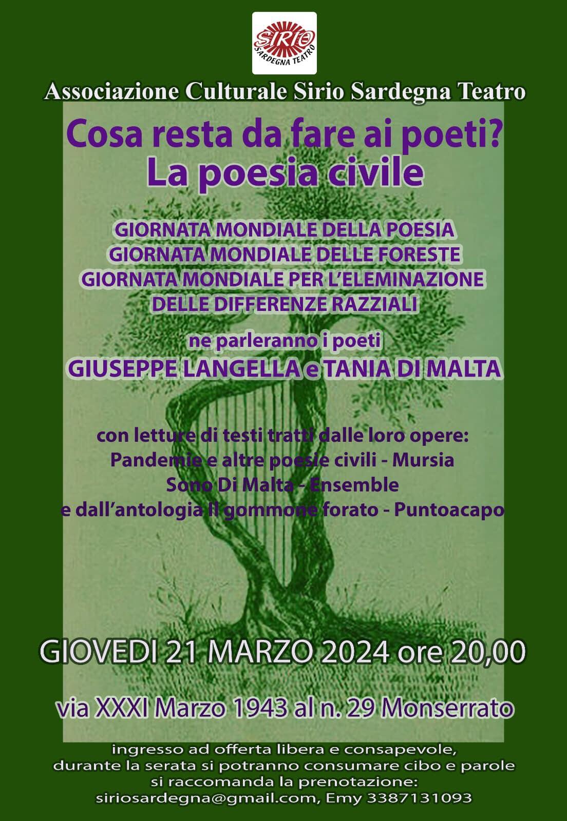 Locandina ''Cosa resta da fare ai Poeti - La Poesia civile''