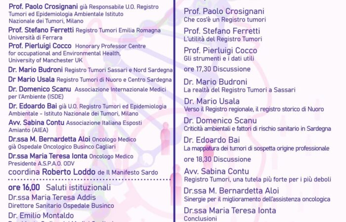 Locandina Convegno ''Il ruolo del Registro Tumori'' in Sardegna