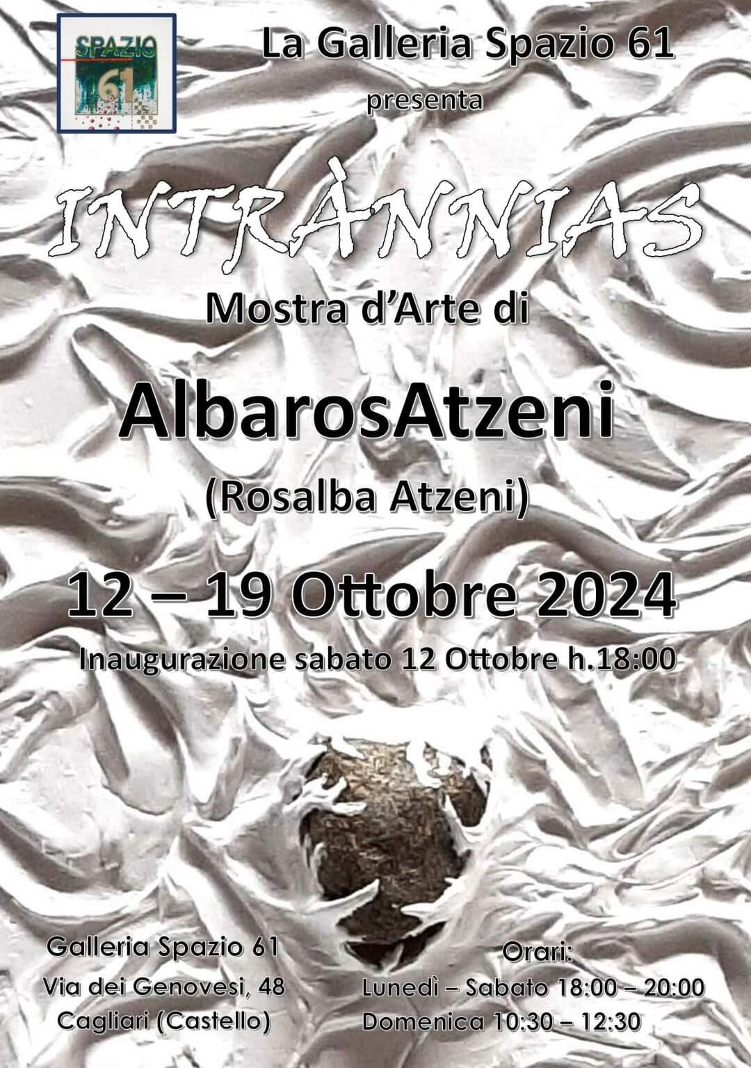 Locandina ''Intrannias'' - Mostra d'Arte di Rosalba Atzeni allo Spazio 61