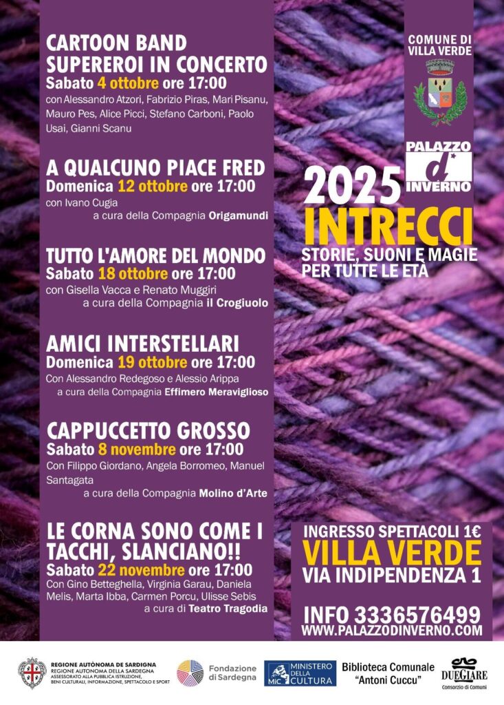 Cultura in Marmilla: al via le nuove attività al Centro Move The Box di Villa Verde con la rassegna “INTRECCI – Storie, suoni e magie per tutte le età” organizzata dall’Associazione Culturale Palazzo d’Inverno