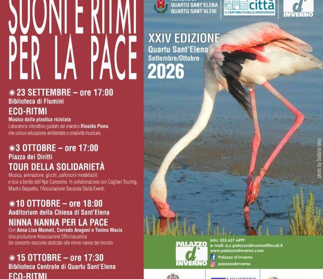 2 locandina approvata quartu s.elena 2026 A Quartu Sant’Elena musica, giochi, animazione e laboratori green con la rassegna “Suoni e Ritmi per la Pace” firmata da Palazzo d’Inverno
